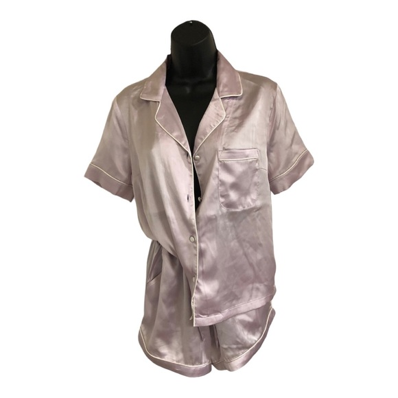 House of Harlow 1960 lavender lilac silk satin look pajama loungewear shorts set - Picture 5 of 14